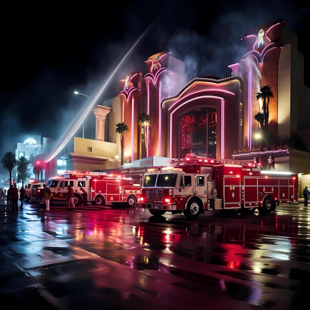 Incredibile incendio notturno in un teatro di medie dimensioni a Las Vegas