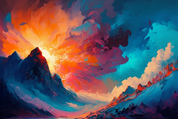 Incredibile pittura di paesaggio Colori maestosi Magici.