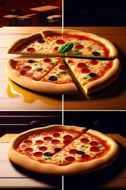 Incredibile pizza mista croccante con olive e salsiccia ai generative