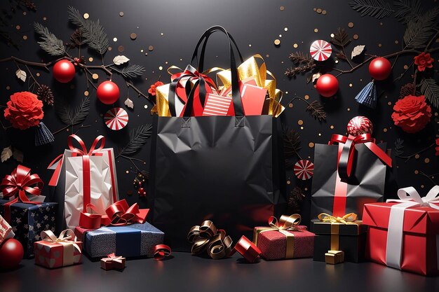 incredibile shopping del Black Friday con palloncini e scatole regalo immagini