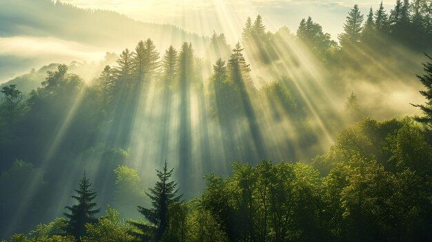 Incredibile spettacolo di luci sopra le cime degli alberi della foresta boreale Generative Ai