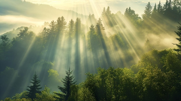 Incredibile spettacolo di luci sopra le cime degli alberi della foresta boreale Generative Ai