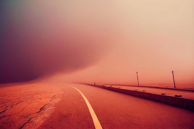 Incredibile tempesta di polvere sulla strada nel deserto