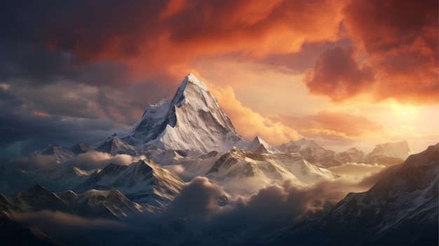 Incredibili Himalaya con un cielo bellissimo