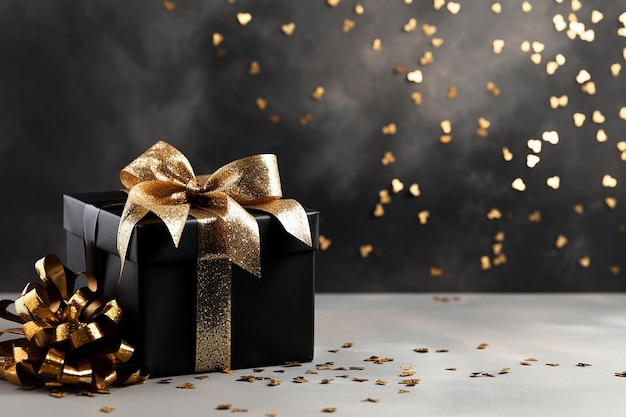 Incredibili scatole regalo di Natale scatole regalo di compleanno gioiosa celebrazione del nuovo anno in oro generato dall'IA