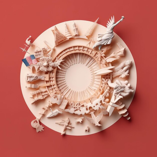 Independence Crafted 3D Paper Cut Artwork in commemorazione del 4 luglio