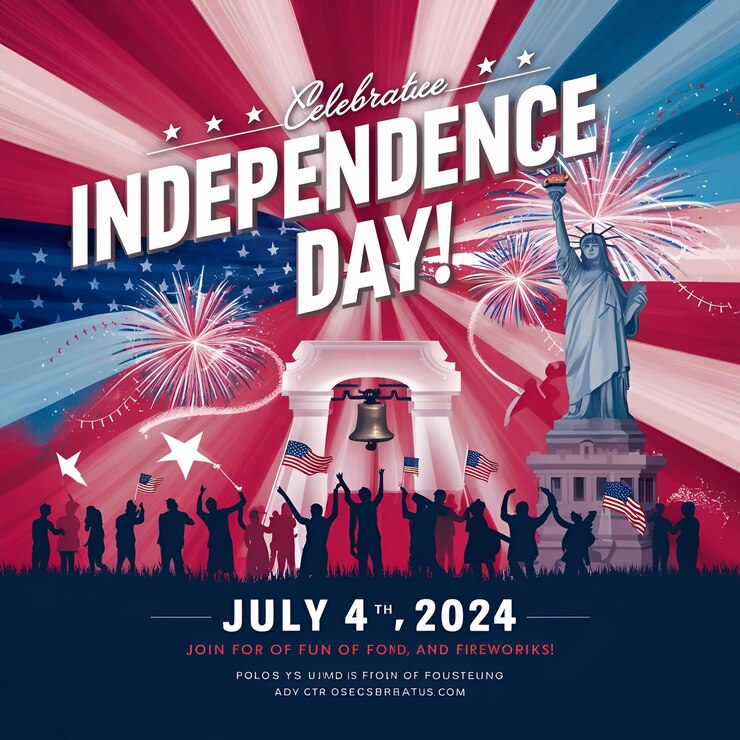 Independence Day Card Usa Flag With Sparkler On Black Stone And Abstract Bokeh 4th July Text