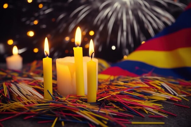 Independencia de colombia Festa dell'indipendenza della Colombia bandiera colombiana Mark con celebrazioni ed eventi a livello nazionale Residenti di Bogotà che protestano per le strade contro il dominio spagnolo IA generativa