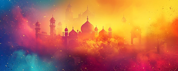 India sfondo del paesaggio colorato del viaggio indiano festa indù di Holi dei colori