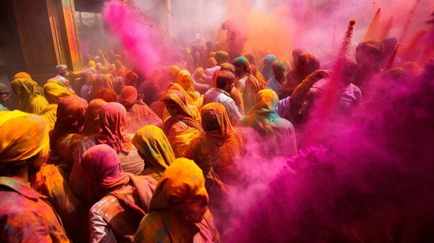 India Sperimenta i colori vivaci di Holi, la Festa dei Colori, partecipando a una comunità