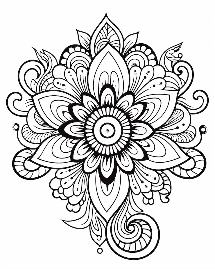 Photo indian flower paisley coloring book