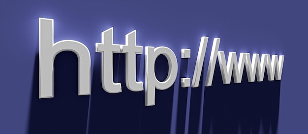 Indirizzo web di Http www internet nella barra di ricerca del rendering 3d del browser