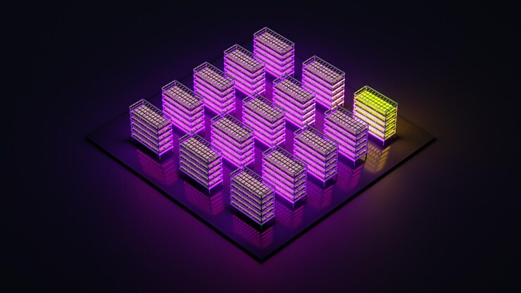 Indoor vertical farm Isometric view Hydroponic microgreens plant factory Growing with led lights Sustainable agriculture 3d illustration