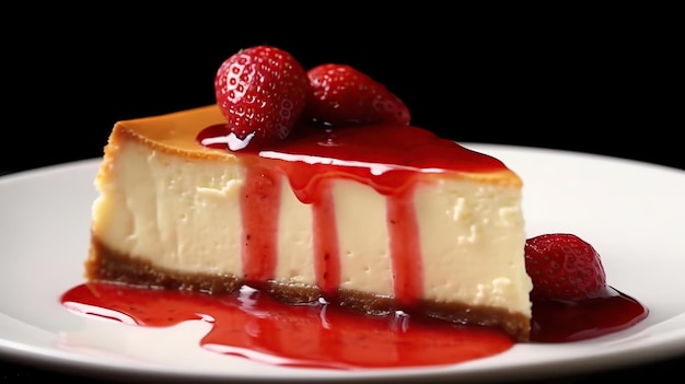 Indulgatevi con una fetta di cremosa cheesecake newyorkese con la sua consistenza liscia e vellutata.