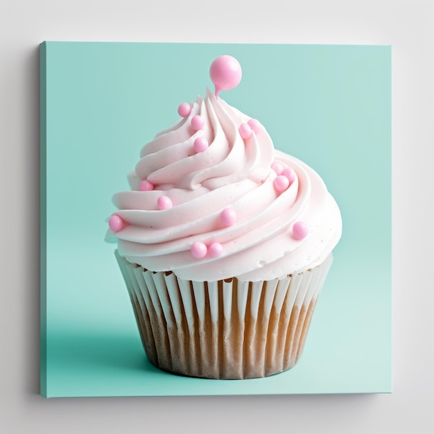 Indulgetevi in un delizioso regalo bellissimo cupcake di zucchero blu con affascinanti ruffli rosa