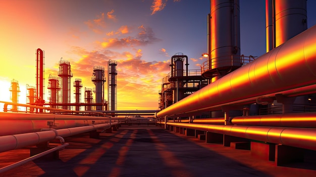 Industria gasdotto trasporto petrolchimico attrezzature per la lavorazione del gas e del petrolio impianti di tubi in acciaio Generative Ai