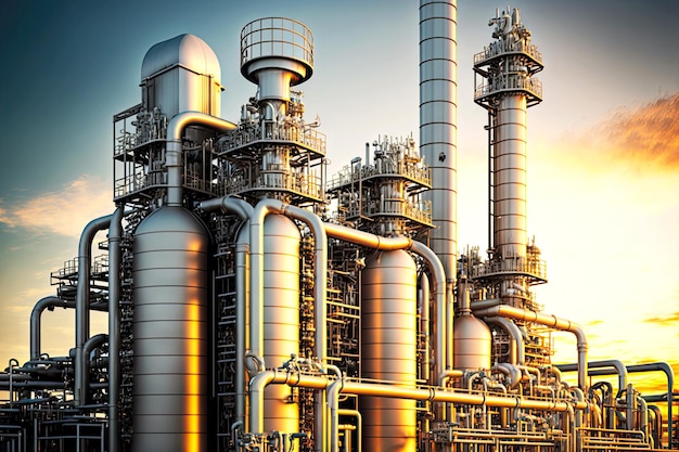 Industria moderna sviluppata per la lavorazione di prodotti petroliferi presso la fabbrica dell'industria petrolchimica
