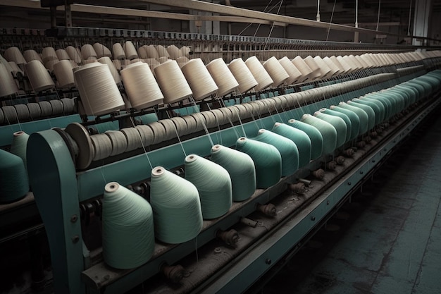 Industria tessile Fabbrica di produzione di tessuti e abbigliamento AI Generato