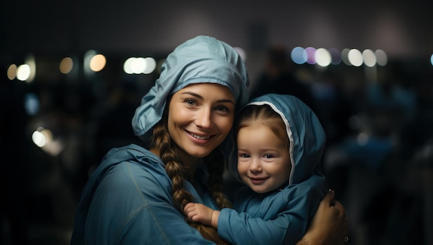 infermiera che porta un bambino