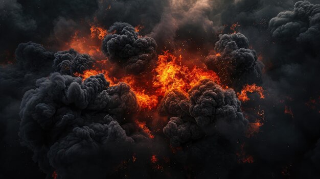 Inferno ha scatenato un'esplosione di fuoco su una tela scura