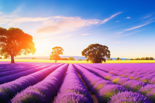 Infiniti campi di lavanda in piena fioritura