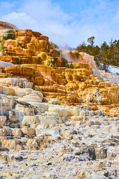 Infiniti strati colorati di terrazze entro la primavera a Yellowstone