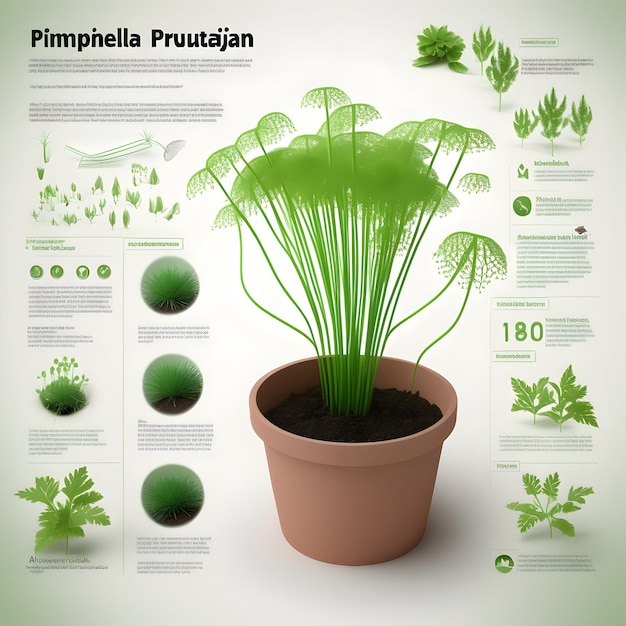 Infografica di ispirazione sulla pianta Pimpinella pruatjan