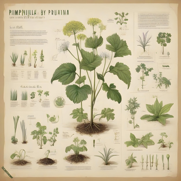 Infografica di ispirazione sulla pianta Pimpinella pruatjan