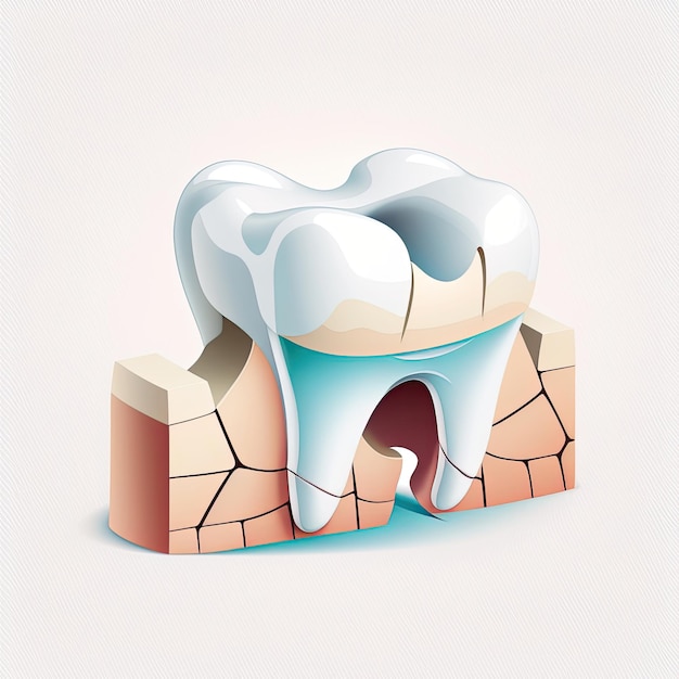 Infografica ponte dentale utilizzato per coprire un dente mancante problemi dentali illustrazione vettoriale Realizzato da AIIntelligenza artificiale
