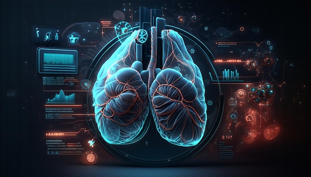 Informatica medica e analitica sanitaria Illustrazione concettuale AI generativa