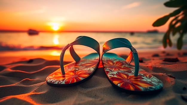 infradito su una spiaggia sabbiosa