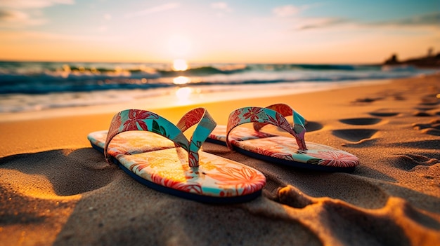 infradito su una spiaggia sabbiosa