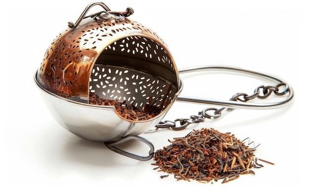 Infusore di tè Rooibos su sfondo bianco