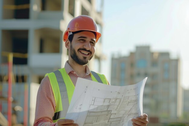 Ingegnere e operai fiduciosi danno la priorità alla sicurezza sul cantiere