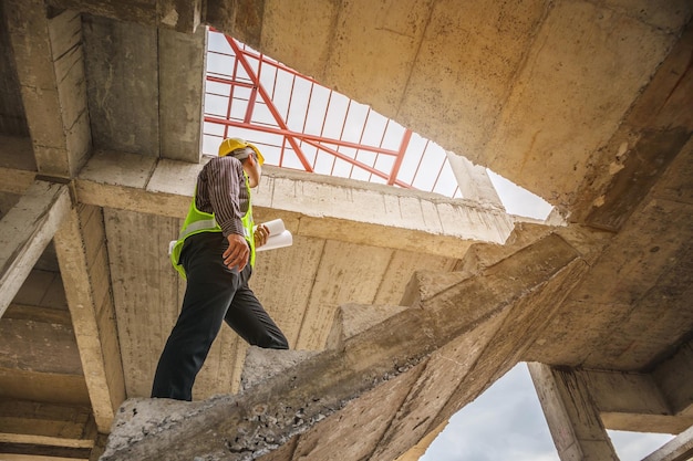 ingegnere professionista lavoratore presso il cantiere edile casa