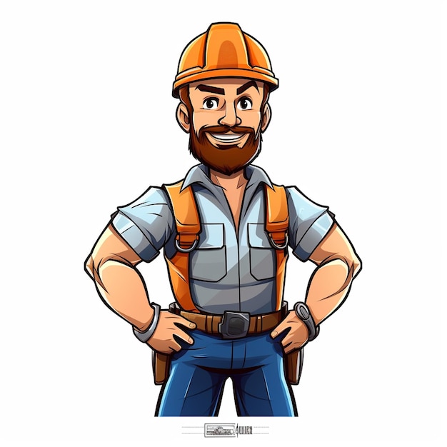 ingegnere vettoriale operaio o operaio edile caposquadra personaggio disegnato a mano illustrazione di cartoni animati