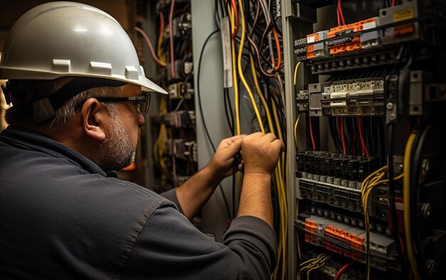 Ingegneri elettrici in azione per testare installazioni