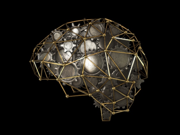 Ingranaggi a forma di concetto del cervello, cervello astratto rendering 3D