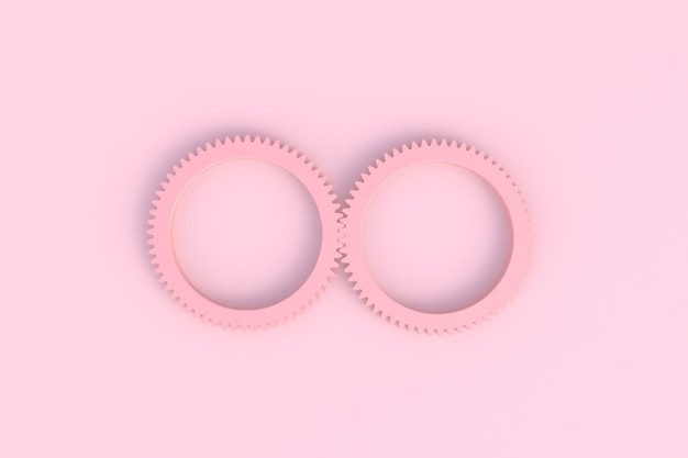 Ingranaggi il fondo rosa minimo astratto, la rappresentazione 3d