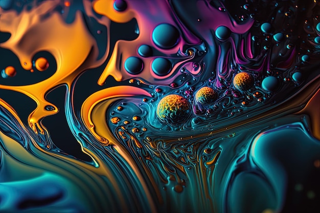 ingrandisci gli abstract realizzati con acqua e colori colorati