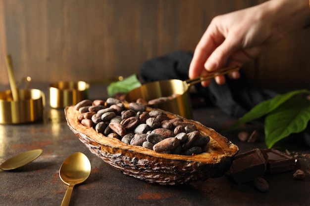 Ingrediente per fare le fave di cacao al cacao al cioccolato