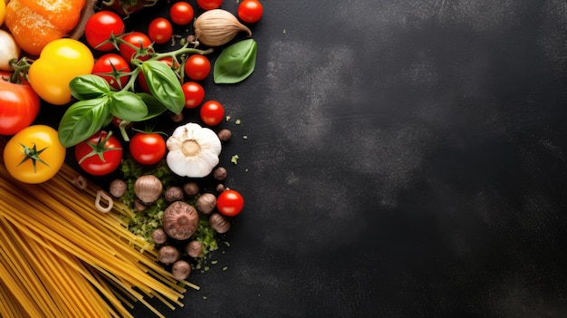 Ingredienti alimentari per la pasta italiana Illustrazione AI GenerativexA