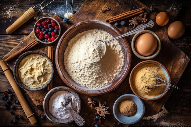 Ingredienti da forno posti sul tavolo