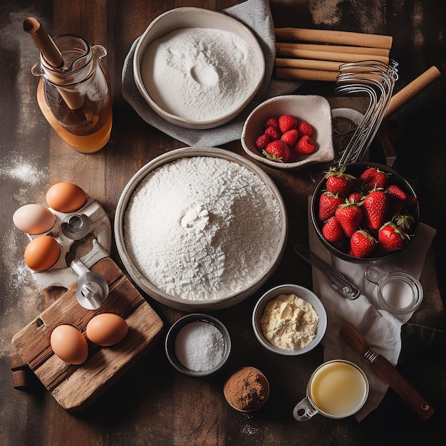 Ingredienti da forno posti sul tavolo