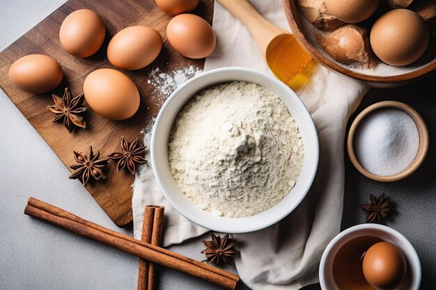 Ingredienti da forno posti sul tavolo