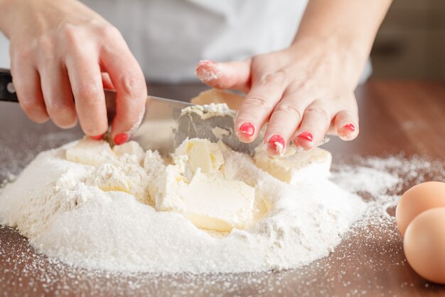 Ingredienti di cottura per pasta frolla, primi piani