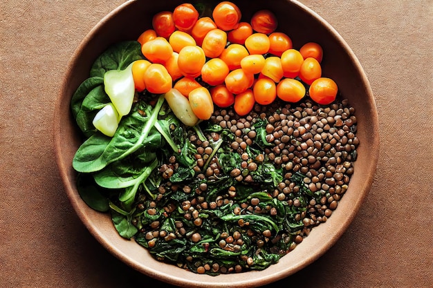 Ingredienti e foglie di spinaci per una sana insalata