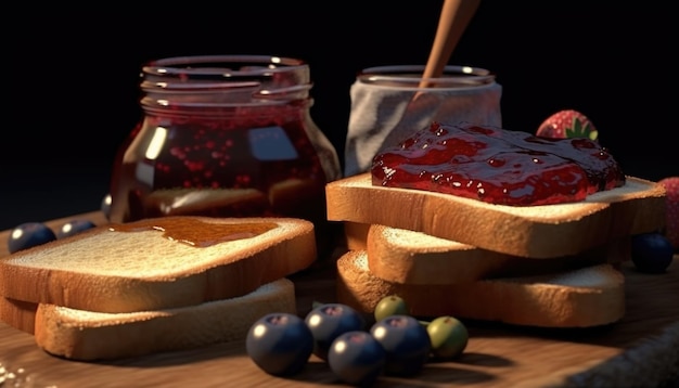 Ingredienti per deliziosi toast con marmellata