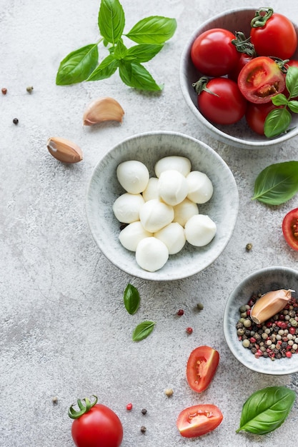 Ingredienti per l'insalata di caprese Cibo sano