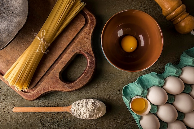 Ingredienti per la torta in tavola